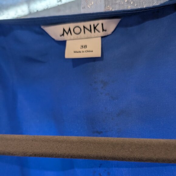 NWOT Monki Women Long Sleeve Midi Wrap Front Side Tie Dress Blue Size 38 (US 6) - Picture 5 of 15
